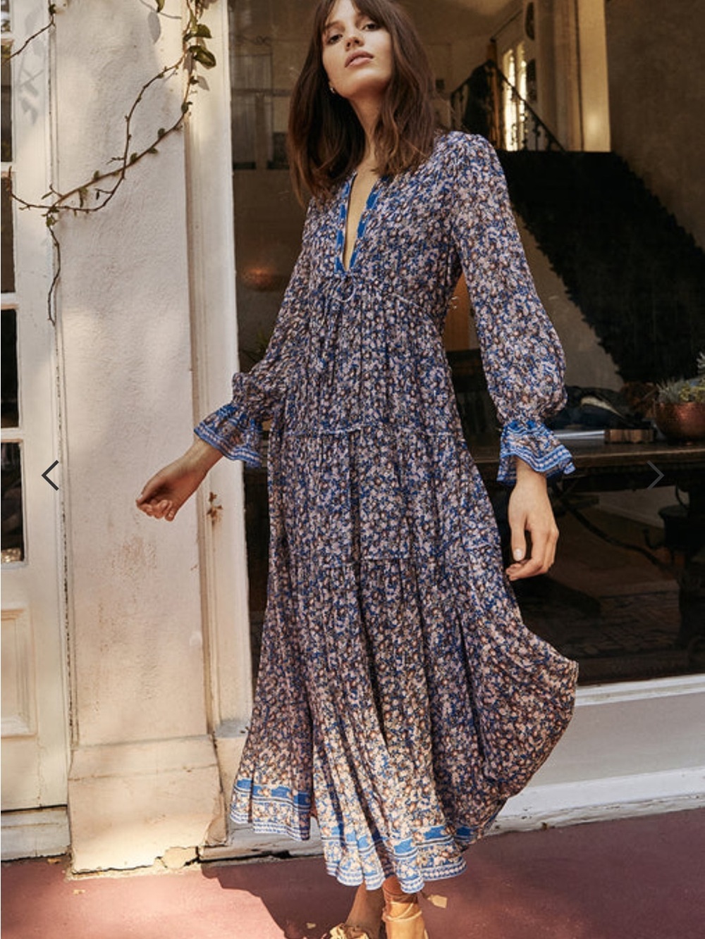 SAYLOR INA Floral Metallic Maxi Dress Women’s XS S
